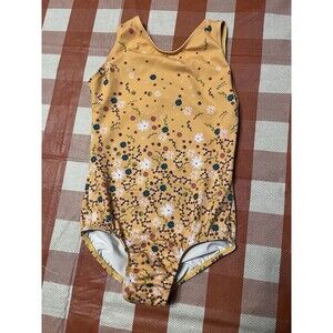 Sylvia P Leotard Child 8 Yellow Floral Fall Flowers EUC Vibrant